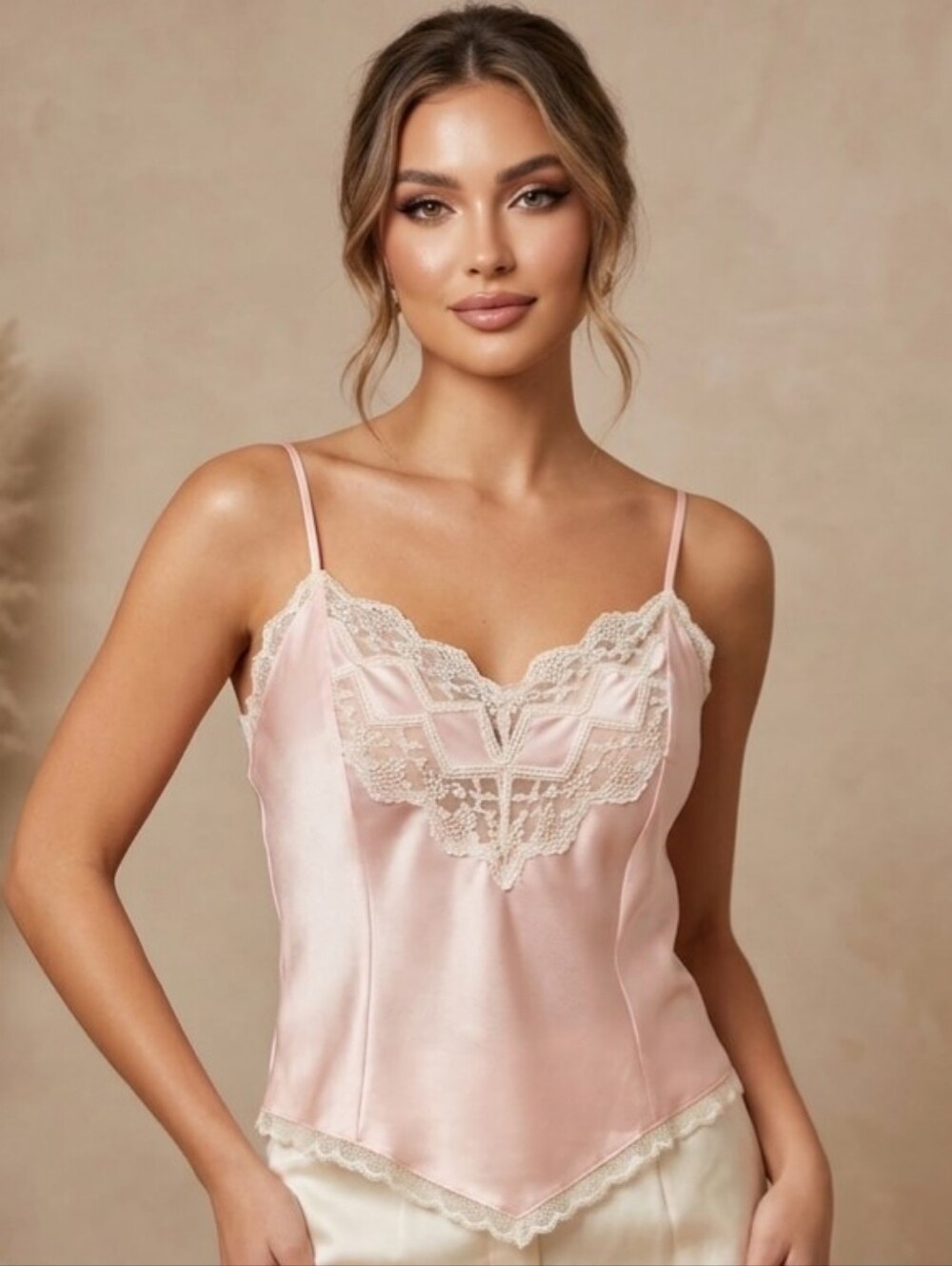 VTG Victoria’s Secret Gold Label Pink Lace Camisole Crop Top - Size M